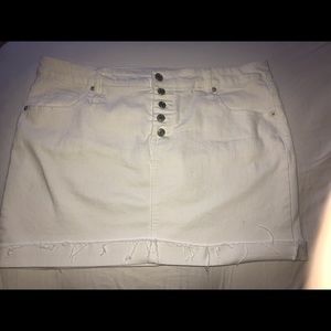 white high waisted jean skirt
